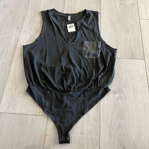Free people womens black bodysuit size L - Picture 1 of 7